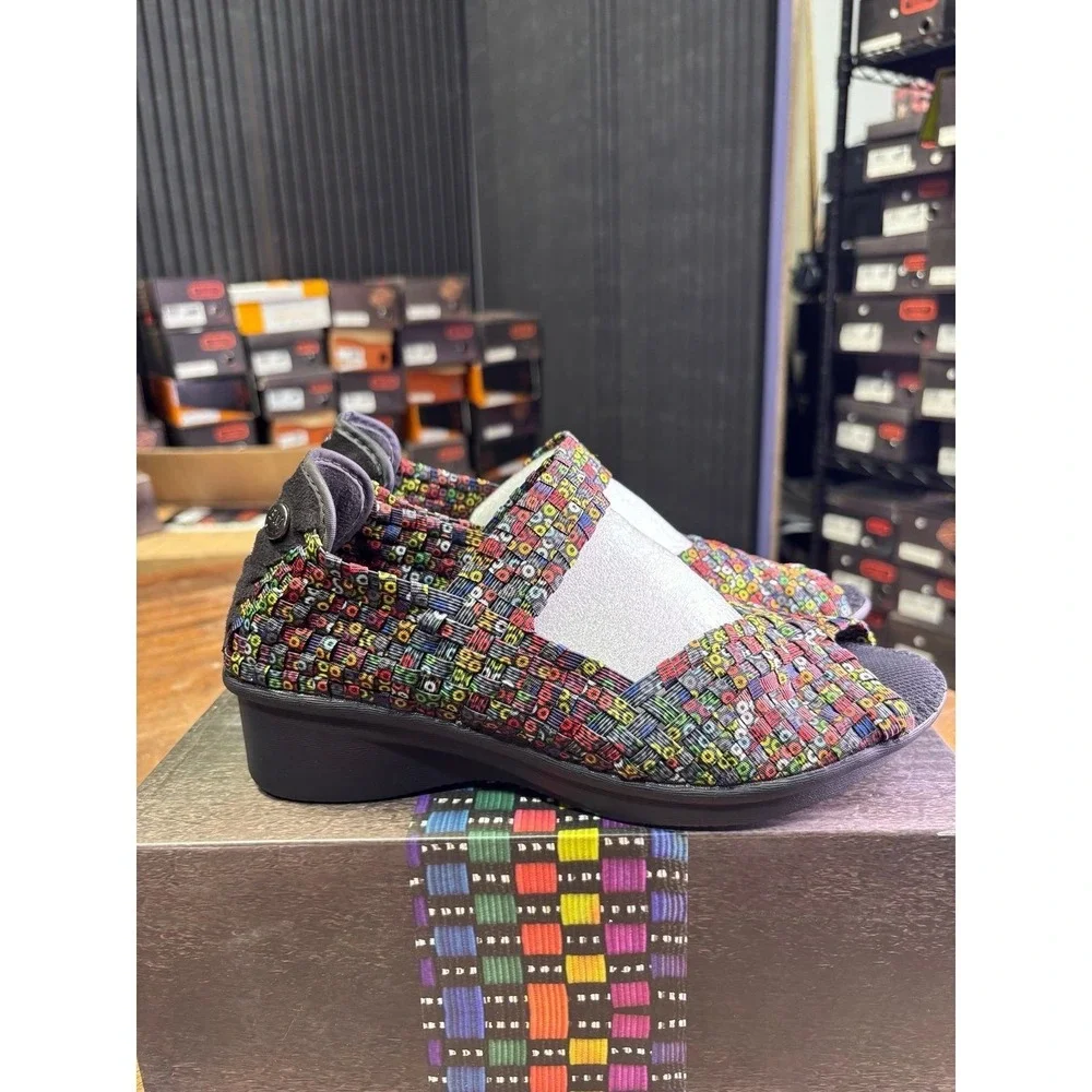 Bernie Mev Comfi Yael Dazzle Multicolored Woven Wedge Sandals Womens 38 US 7.5-8